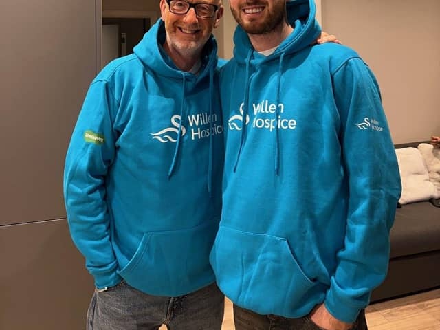 Darren and his son Callum, who are both running the London Marathon for Willen Hospice