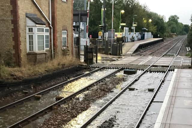 There is still a large volume of flood water to be cleared from the track between Bedford and Milton Keynes