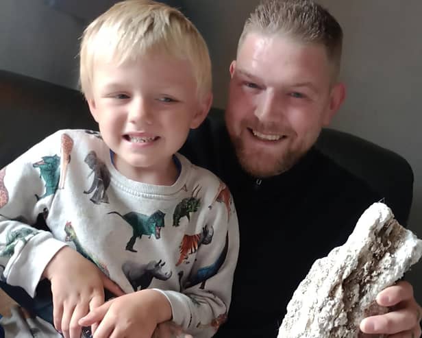 Ronnie and Alfie found the 2kg of ambergris on Leven beach (Pic: Ronnie Humphreys)