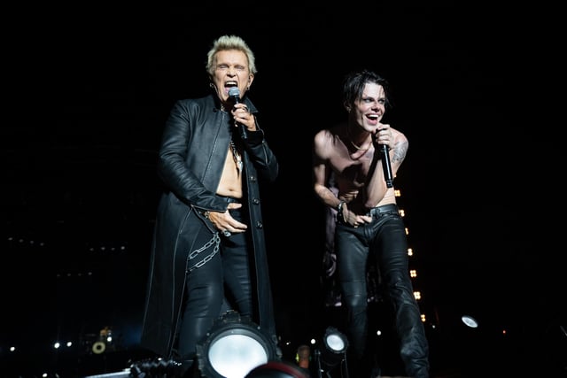 Billy Idol and Yungblud on stage at The National Bowl in Milton Keynes on Saturday, June 21, 2025. Photo by David Jackson.
