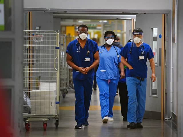 Medical staff wearing FFP3 face masks. Picture: Victoria Jones/PA Wire