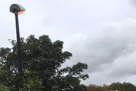 One of the 55 eternally burning street lights at Central Milton Keynes
