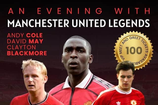 Manchester United footballers Andy Cole, David May and Clayton Blackmore are taking part in an interactive evening in Milton Keynes later this year
