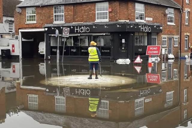 Councillor Jane Carr in Newport Pagnell during flooding in the area in September 2024