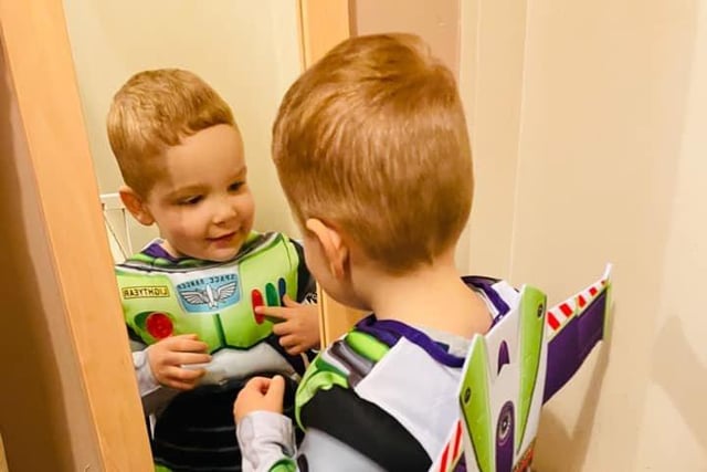 World Book Day 43. Karson aged two as Buzz Lightyear from Toy Story. 
