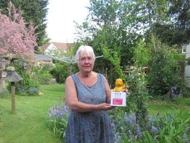 Carole Birch with one of her many Sooty collection boxes