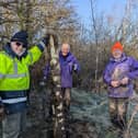volunteers installed 9 snags in total despite the frozen ground