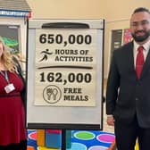 Sarah Gibson, project manager for the Milton Keynes City Council Holiday Activities and Food programme and Councillor Joe Hearnshaw, cabinet member for children and young people at Daisychain Family Centre in Bletchley