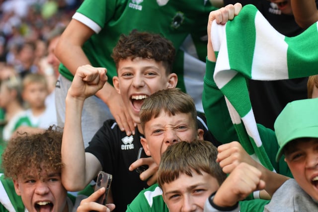 A group of youngsters celebrate the win