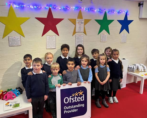 Pupils of Russell Street School celebrate after receiving an 'Outstanding' Ofsted report