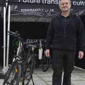 Cllr Jenny Wilson-Marklew handing over an eBike to MK’s first new loanee, Geoff