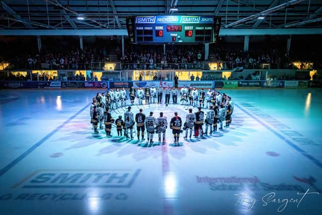 Milton Keynes Lightning and Bees Ice Hockey pay tribute to Adam Johnson #47 