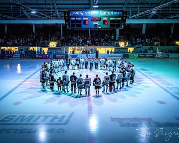 Milton Keynes Lightning and Bees Ice Hockey pay tribute to Adam Johnson #47 