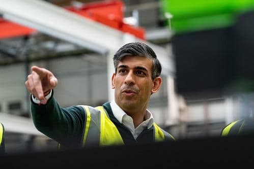 Prime Minister Rishi Sunak on a visit to Niftylift in Milton Keynes