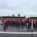 135 residents, including the deputy mayor and councillors, donned Santa suits for the cycle. Photos: Jane Russell