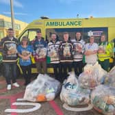 MK Lightning Ice Hockey players deliver teddies to the MK Hospitals Childrens' ward following Air the Bear.  