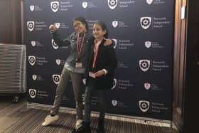 Rafael and Anaya at Bosworth Independent school on exam day