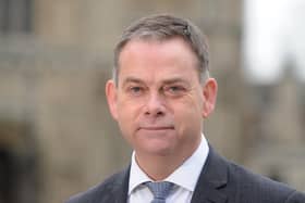 Nigel Adams, MP for Selby and Ainsty pictured outside Selby Abbey.  