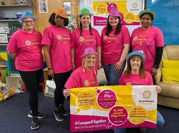 Kirsty (front left) with the fundraising team at The Redway School’s Wear A Hat Day celebrations.