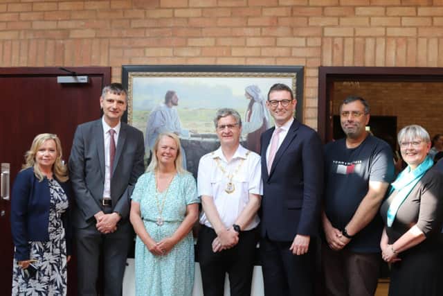 The Mayor and Mayoress with Church leaders of The Church of Jesus Christ of Latter-day Saints