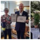Left: Erica and Adam Strofton proudly display their awards. Right: Havisham House's beauitful garden. Images: Adam Strofton.