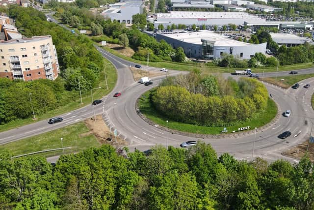 An aerial view of Monkston roundabout, which is set to close for around six months for a “hamburger” redesign Picture: Milton Keynes City Council