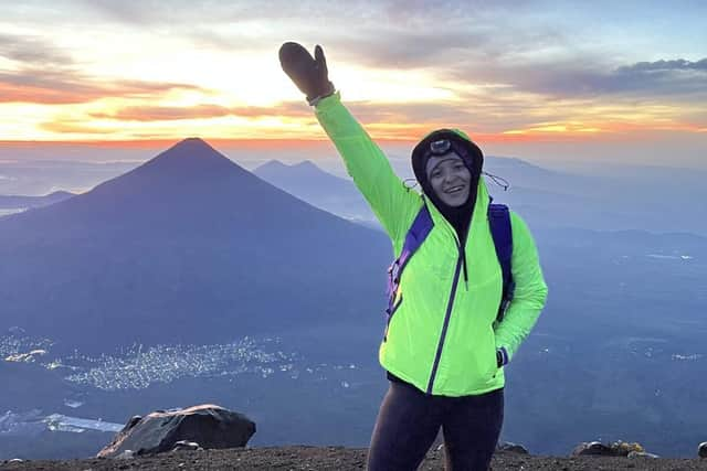 Julie Hiking Volcano Acatenango for Altitude Preparation