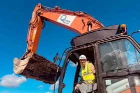 Cllr Zoe Nolan breaks the first piece of ground for the 5,000-home new MK East development just outside Newport Pagnell