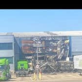 This shows the extent of damage to the Waitrose warehouse