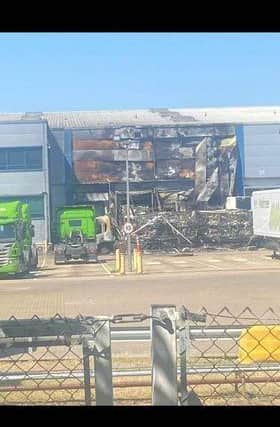 This shows the extent of damage to the Waitrose warehouse