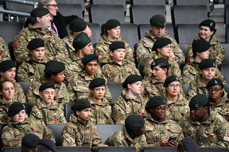 Members of the armed forces were in attendance for Armed Forces Day at the stadium