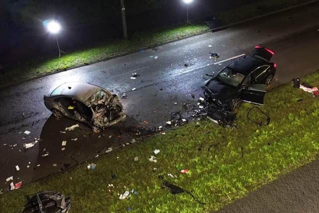 The family of the man who sustained serious injuries have consented for these images to be released to raise awareness of the dangers of drink and drug driving. Photo: TVP