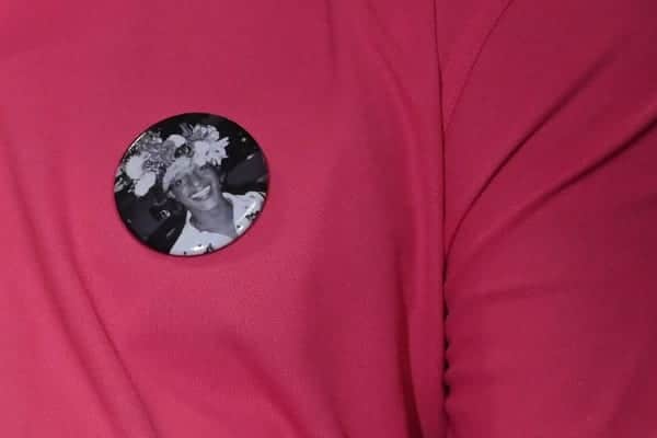 A man wears a button with a picture of Marsha P. Johnson during an event at the The Lesbian, Gay, Bisexual & Transgender Community Centre in New York in May 2019 (Photo: TIMOTHY A. CLARY/AFP via Getty Images)