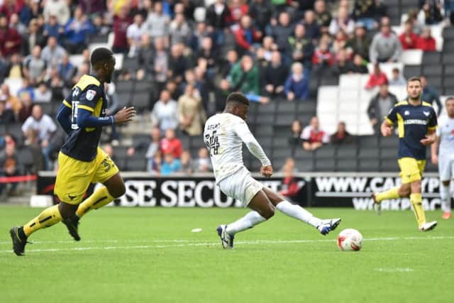 Kieran Agard missed a one-on-one at Stadium MK late in the day too.