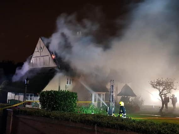 Firefighters tackle the flames last night