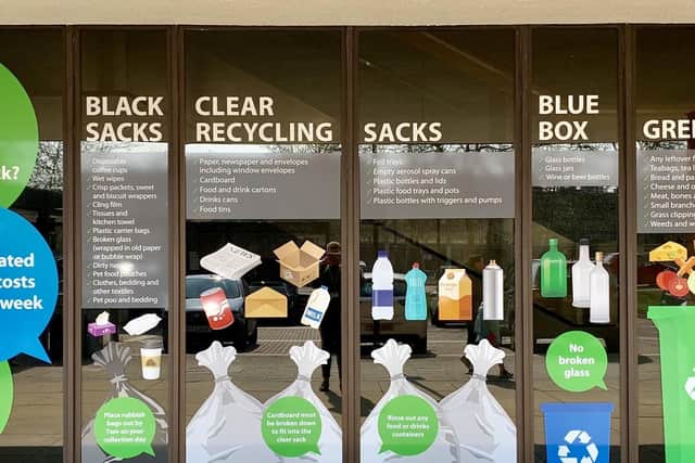 Windows at MK Council's offices get across the recycling message