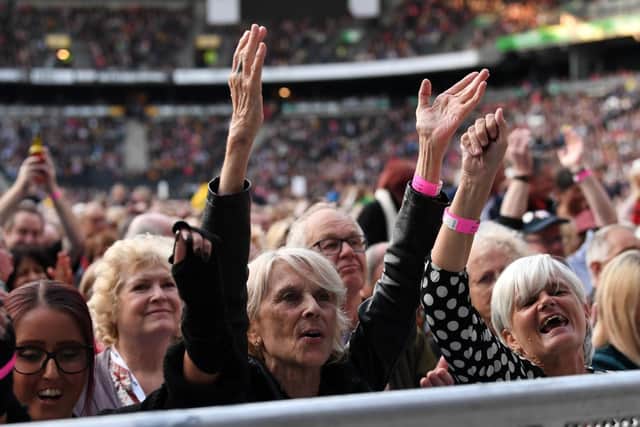 Rod Stewart performing in MK where he was supported by Johnny Mac And The Faithful. Pictures by Jane Russell.