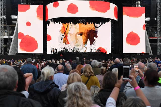 Rod Stewart performing in MK where he was supported by Johnny Mac And The Faithful. Pictures by Jane Russell.