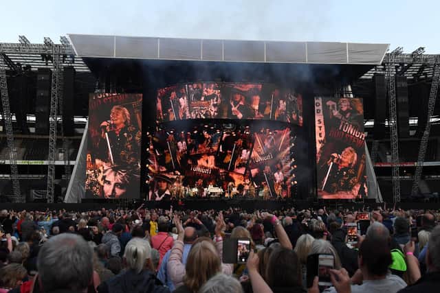 Rod Stewart performing in MK where he was supported by Johnny Mac And The Faithful. Pictures by Jane Russell.