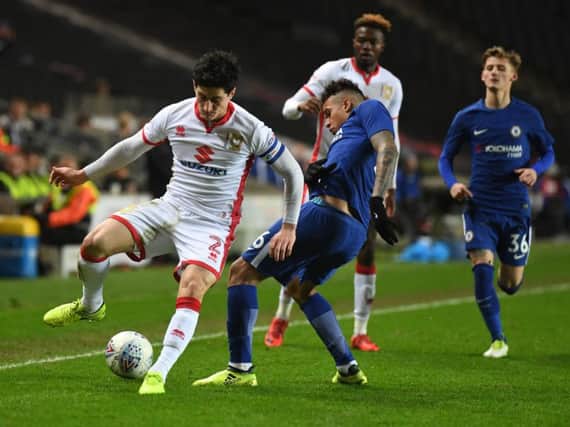 George Williams in action for MK Dons during their Checkatrade Trophy defeat to Chelsea Under-21s on Wednesday (Picture: Jane Russell)