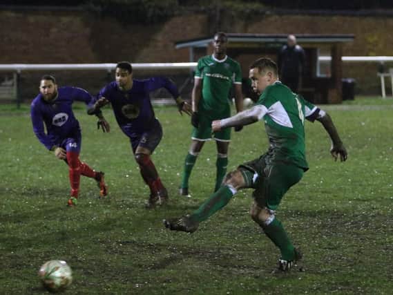 Christian Smail converts from the spot.
Pic: sportsshots.org.uk