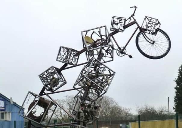 The sculpture greeting visitors at the Amey Waste Recovery Centre