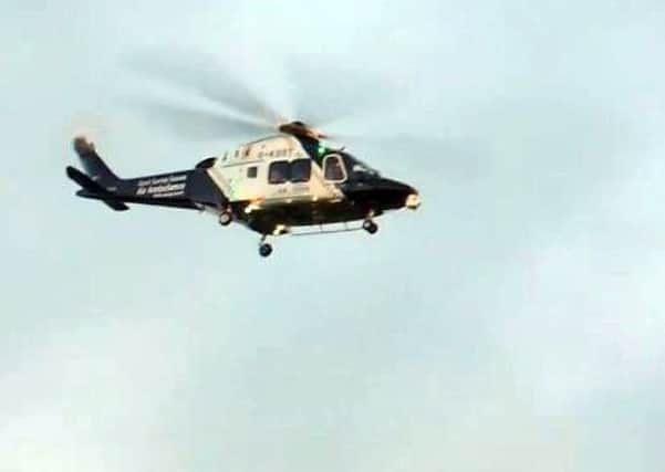The builder was taken to hospital by air ambulance