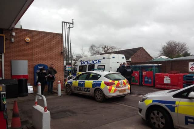 A man is arrested at the car wash in Whaddon Way, Bletchley. Picture by James Averill