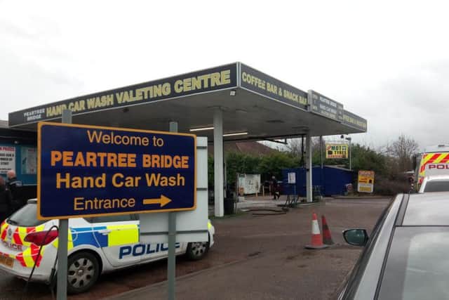 One of the main targets of the raid was arrested at the Peartree Bridge Hand Car Wash this morning. Picture by James Averill