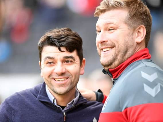 MK Dons boss Dan Micciche with Charlton manager Karl Robinson