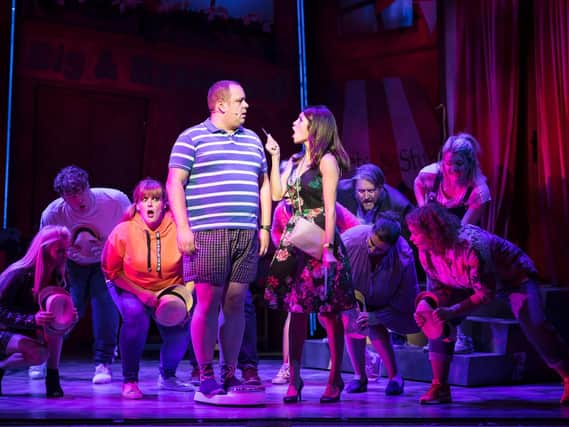 Neil Hurst and Natalie Anderson in Kay Mellor's Fat Friends The Musical. Photo by Helen Maybanks