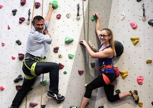 Reaching new heights: Mark Lancaster with Megan Wyatt