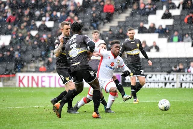 Thomas-Asante won Dons' second penalty against Bury
