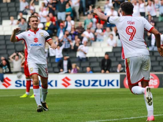 Osman Sow celebrates his debut goal against Gillingham | Pic: Lee Scriven